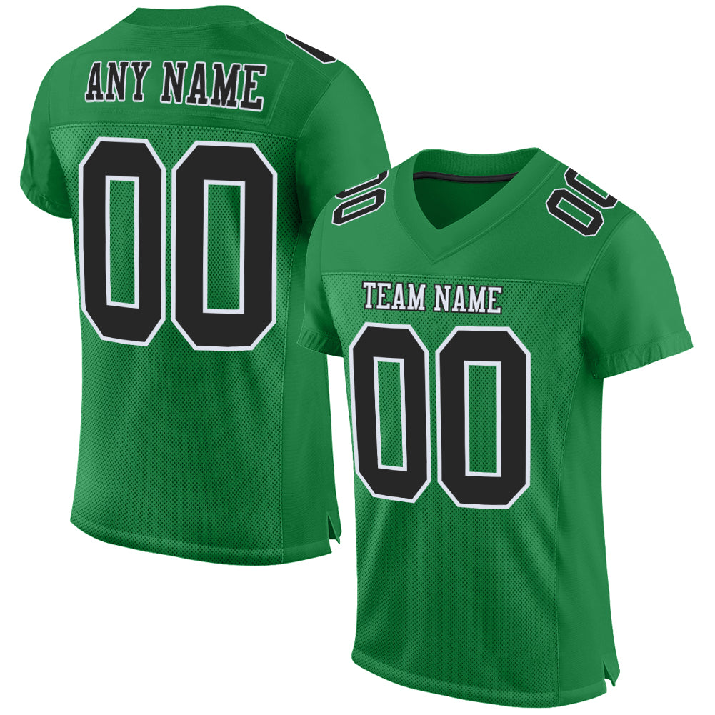 Custom Grass Green Black-White Mesh Authentic Football Jersey - Sky-Custom