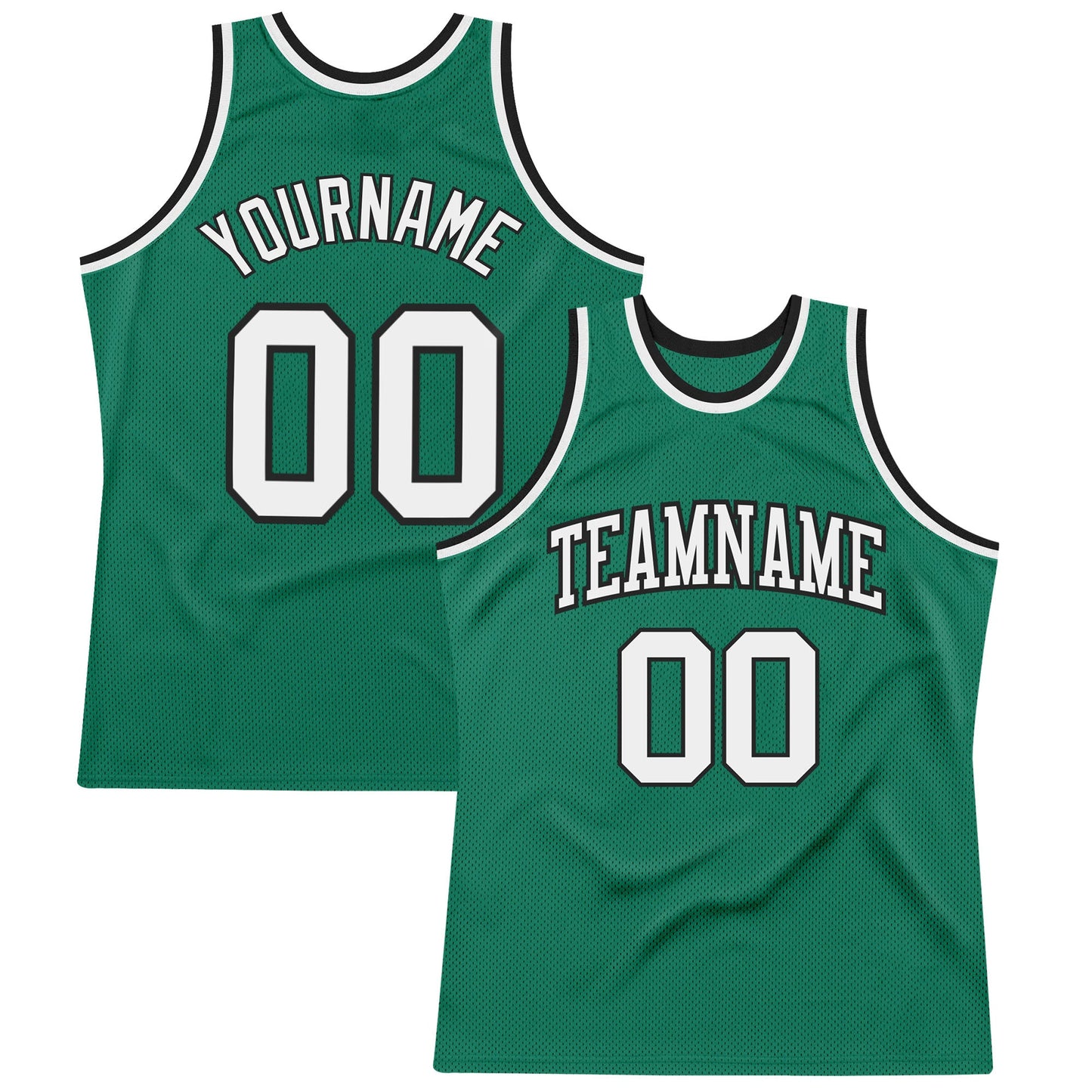 Custom Kelly Green White-Black Authentic Throwback Basketball Jersey - Sky-Custom