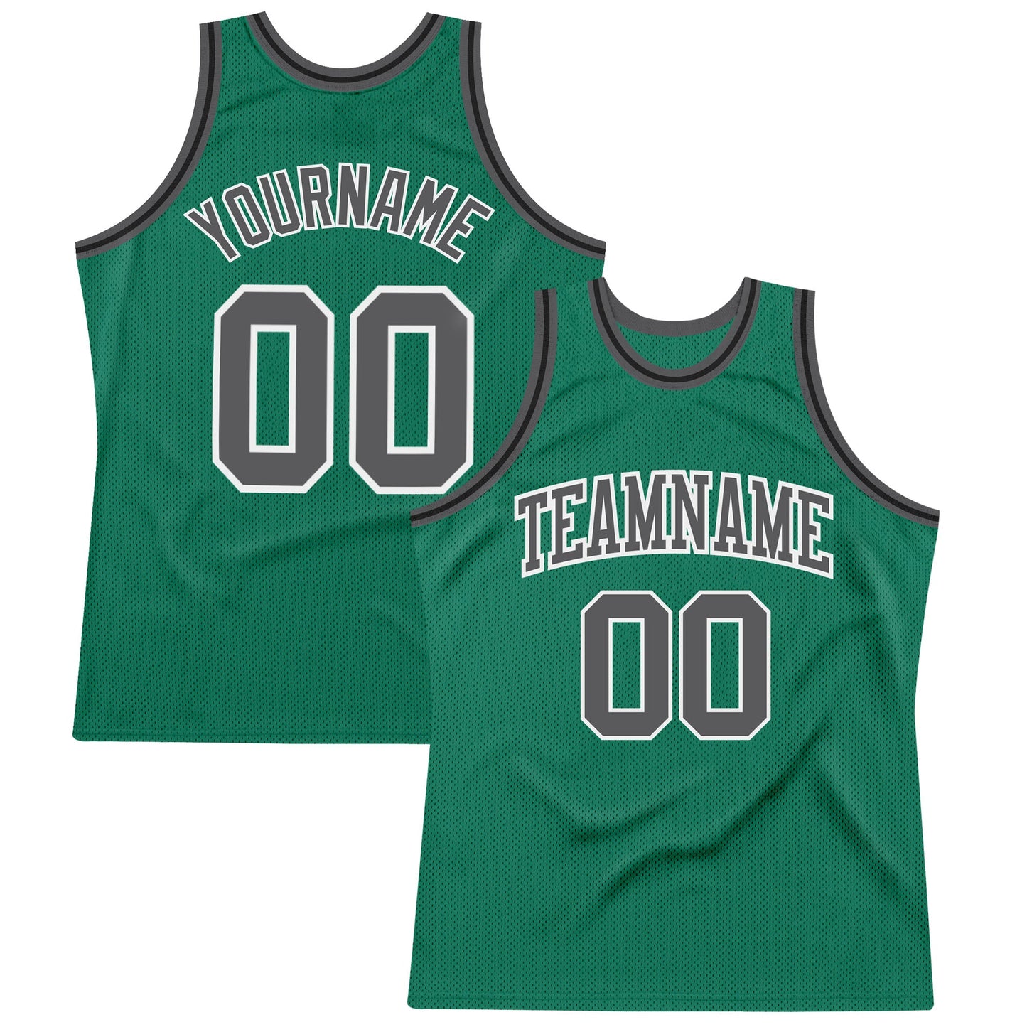 Custom Kelly Green Steel Gray-White Authentic Throwback Basketball Jersey - Sky-Custom