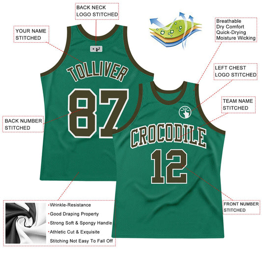 Custom Kelly Green Olive-White Authentic Throwback Basketball Jersey - Sky-Custom