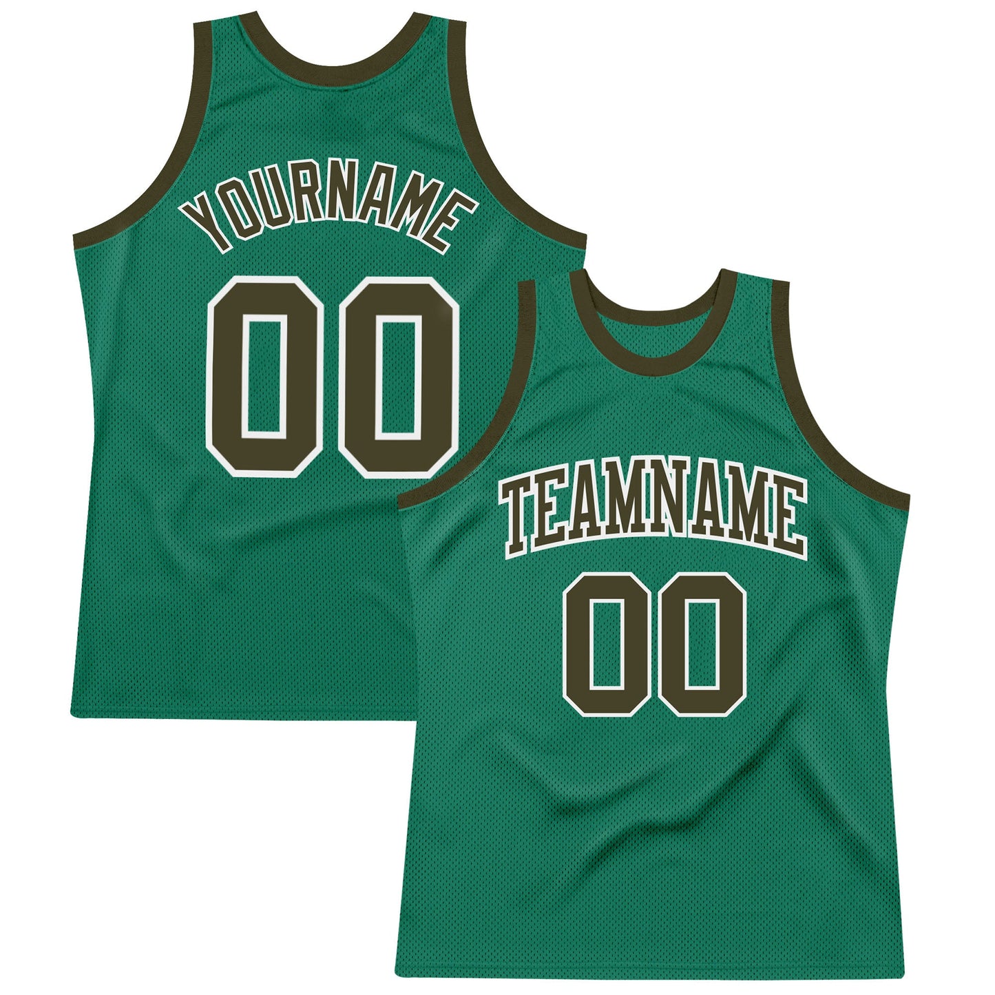 Custom Kelly Green Olive-White Authentic Throwback Basketball Jersey - Sky-Custom