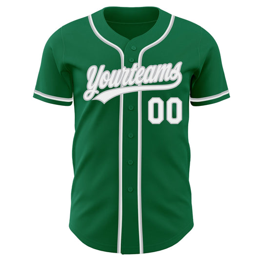 Custom Kelly Green White-Gray Authentic Baseball Jersey - Sky-Custom