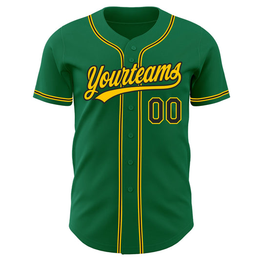Custom Kelly Green Black-Gold Authentic Baseball Jersey - Sky-Custom