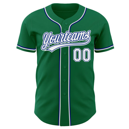 Custom Kelly Green White-Royal Authentic Baseball Jersey - Sky-Custom