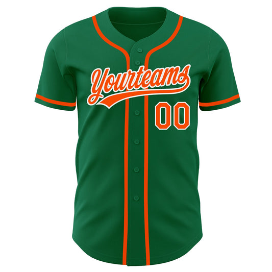 Custom Kelly Green Orange-White Authentic Baseball Jersey - Sky-Custom