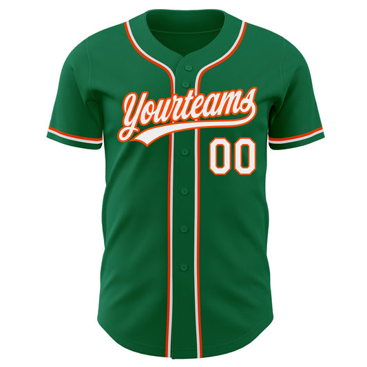 Custom Kelly Green White-Orange Authentic Baseball Jersey - Sky-Custom