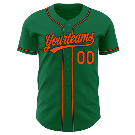 Custom Kelly Green Orange-Black Authentic Baseball Jersey - Sky-Custom