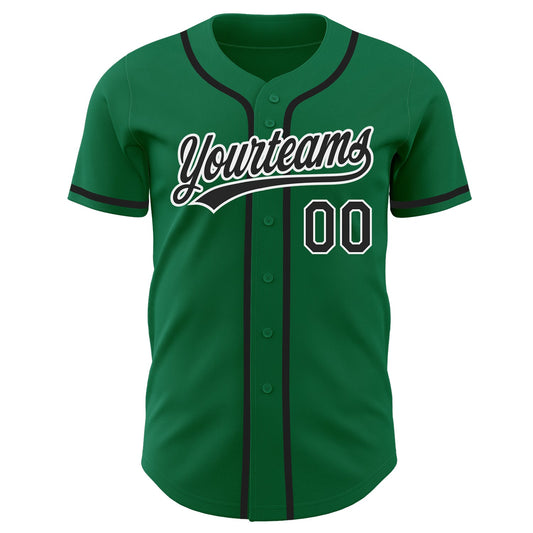 Custom Kelly Green Black-White Authentic Baseball Jersey - Sky-Custom