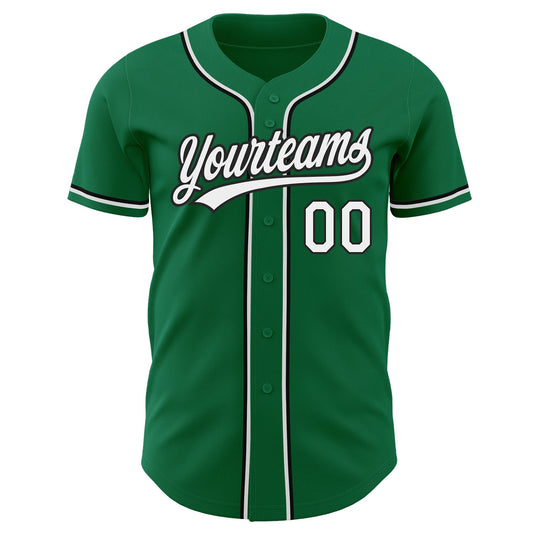 Custom Kelly Green White-Black Authentic Baseball Jersey - Sky-Custom