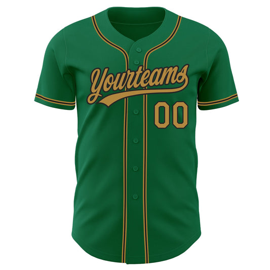 Custom Kelly Green Old Gold-Black Authentic Baseball Jersey - Sky-Custom