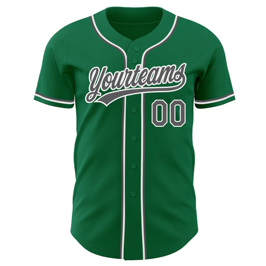 Custom Kelly Green Steel Gray-White Authentic Baseball Jersey - Sky-Custom