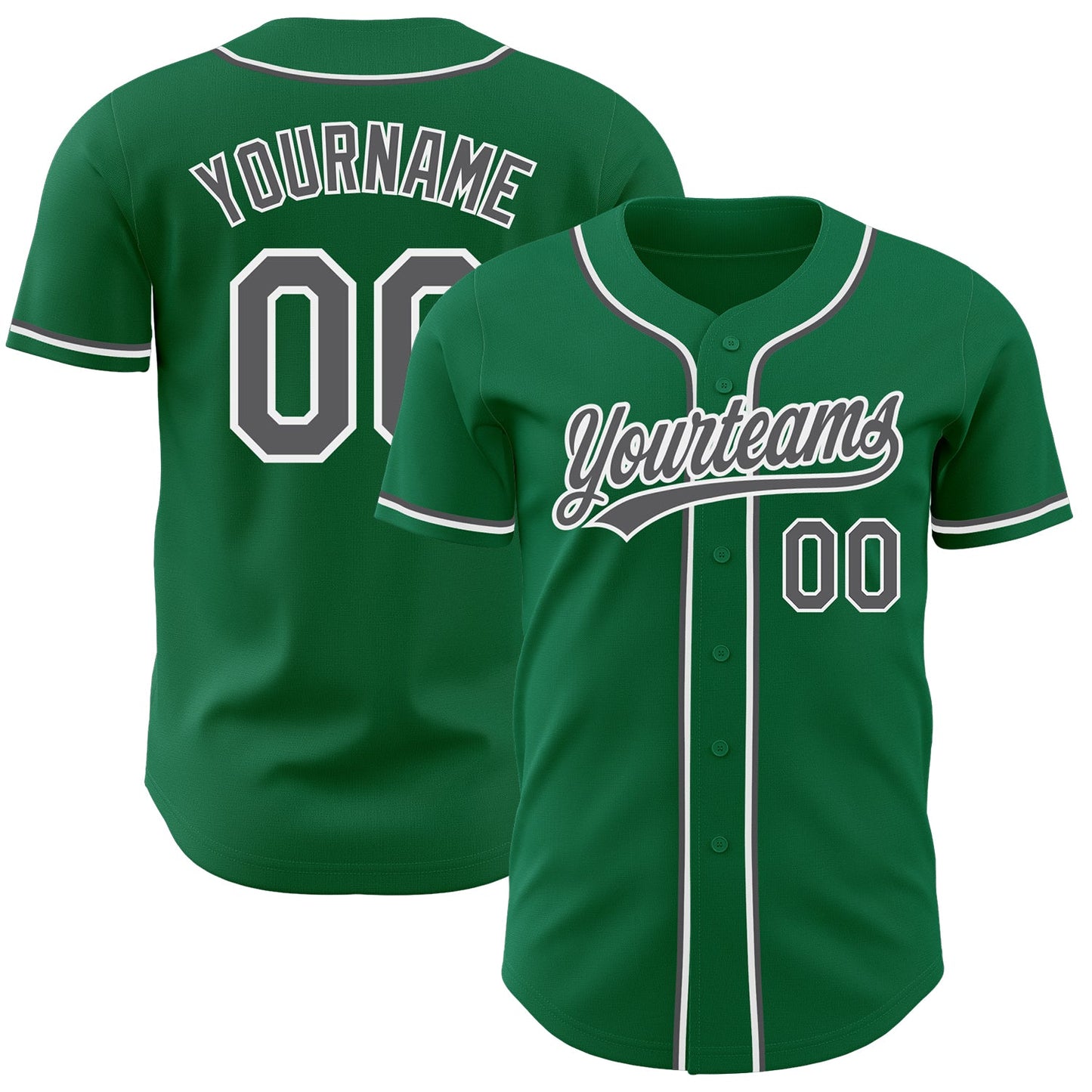 Custom Kelly Green Steel Gray-White Authentic Baseball Jersey - Sky-Custom