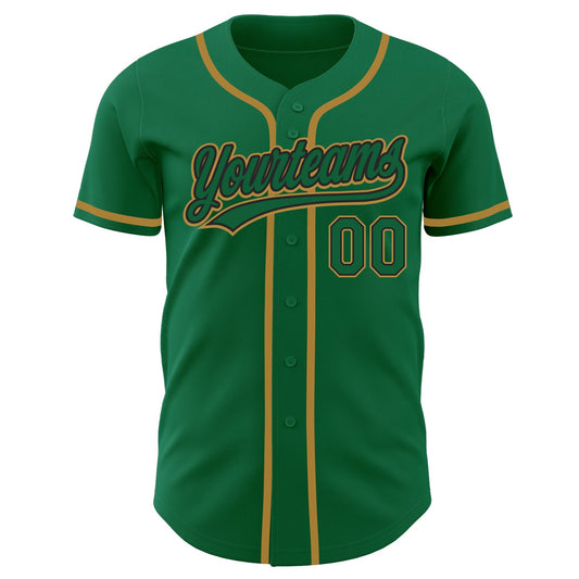Custom Kelly Green Kelly Green Black-Old Gold Authentic Baseball Jersey - Sky-Custom