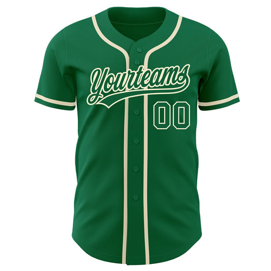 Custom Kelly Green Kelly Green-Cream Authentic Baseball Jersey - Sky-Custom