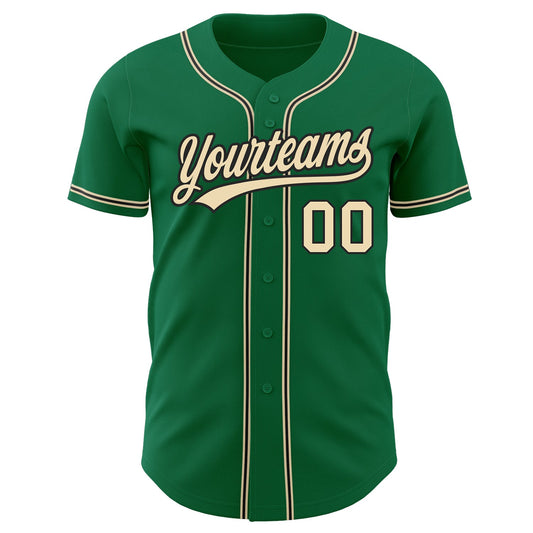 Custom Kelly Green City Cream-Black Authentic Baseball Jersey - Sky-Custom