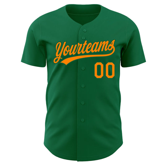 Custom Kelly Green Bay Orange Authentic Baseball Jersey - Sky-Custom