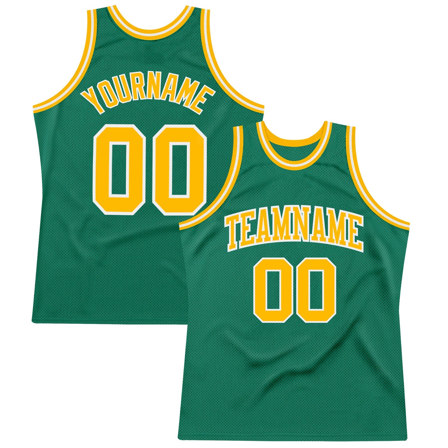Custom Kelly Green Gold-White Authentic Throwback Basketball Jersey - Sky-Custom