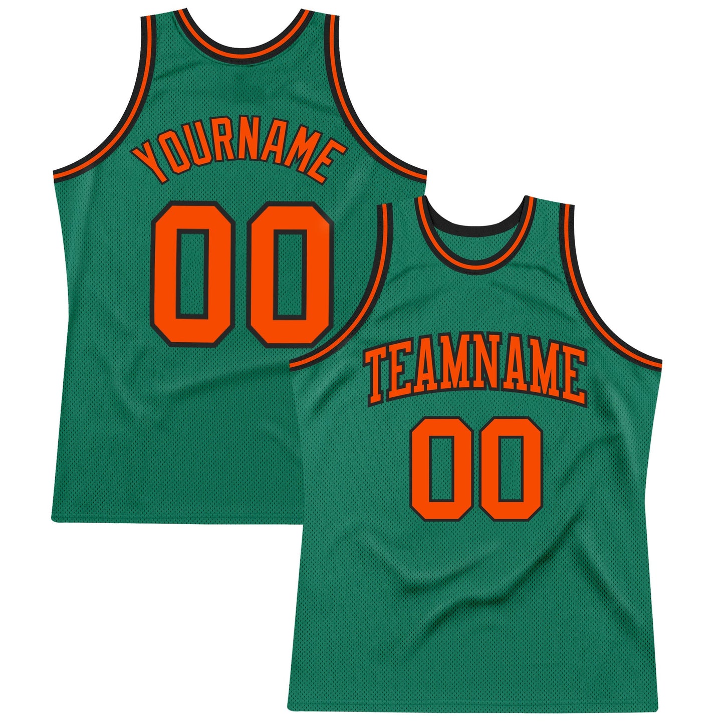 Custom Kelly Green Orange-Black Authentic Throwback Basketball Jersey - Sky-Custom