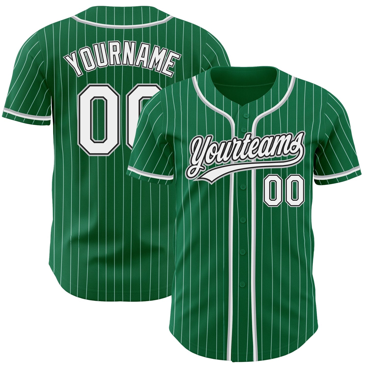 Custom Kelly Green White Pinstripe White Black-Gray Authentic Baseball Jersey - Sky-Custom