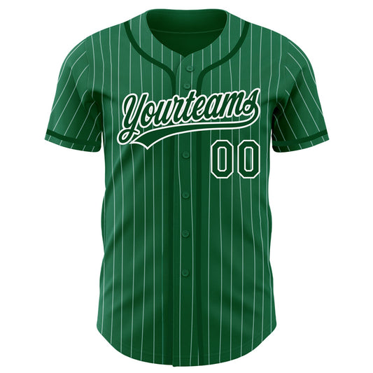 Custom Kelly Green White Pinstripe Green Authentic Baseball Jersey - Sky-Custom
