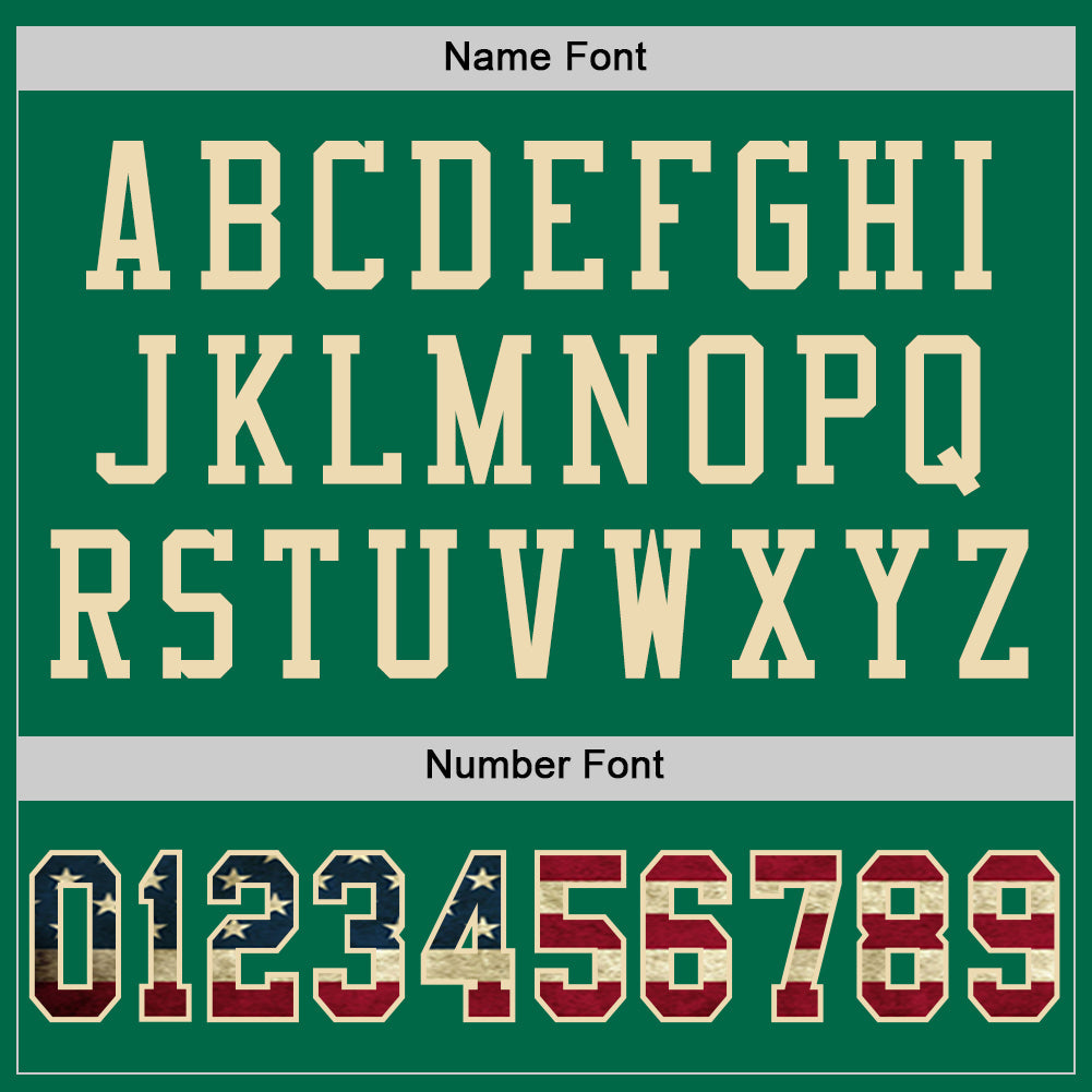 Custom Kelly Green Vintage USA Flag-City Cream Mesh Authentic Football Jersey - Sky-Custom