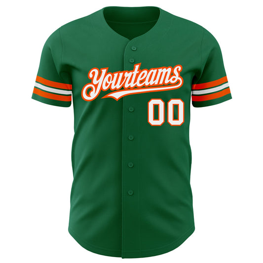Custom Kelly Green White-Orange Authentic Baseball Jersey - Sky-Custom