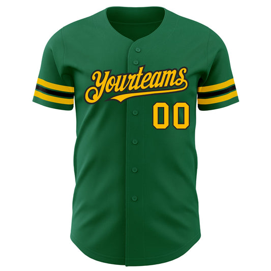 Custom Kelly Green Gold-Black Authentic Baseball Jersey - Sky-Custom