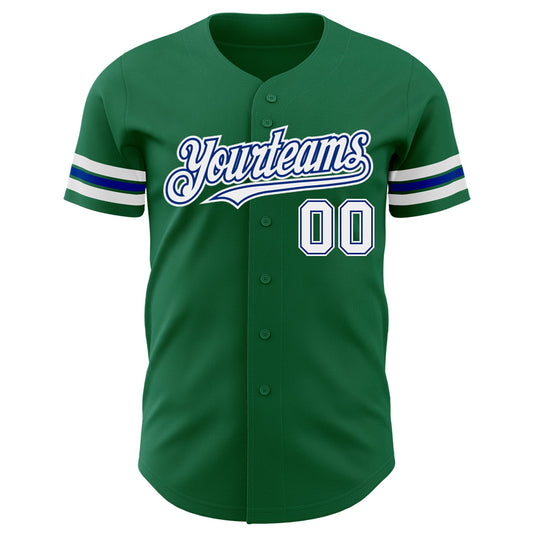 Custom Kelly Green White-Royal Authentic Baseball Jersey - Sky-Custom