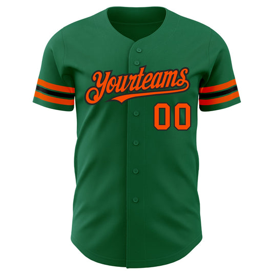 Custom Kelly Green Orange-Black Authentic Baseball Jersey - Sky-Custom