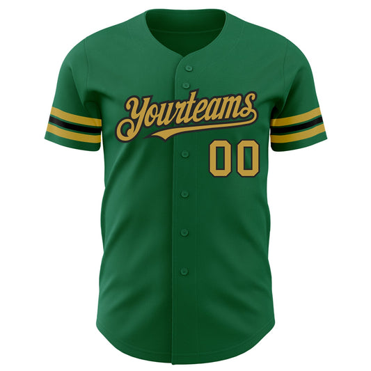 Custom Kelly Green Old Gold-Black Authentic Baseball Jersey - Sky-Custom