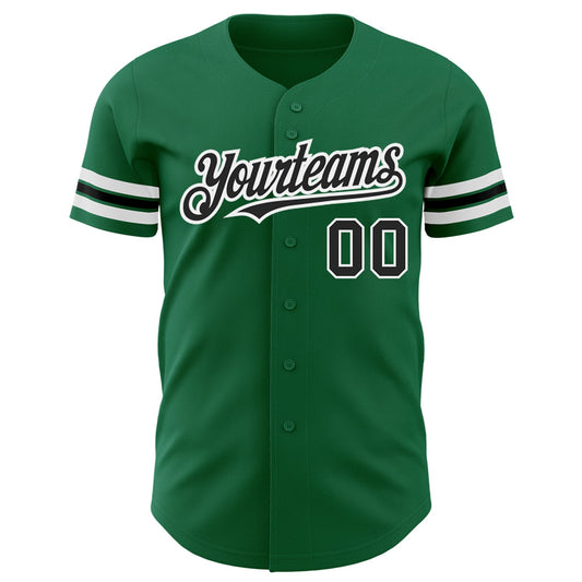 Custom Kelly Green Black-White Authentic Baseball Jersey - Sky-Custom