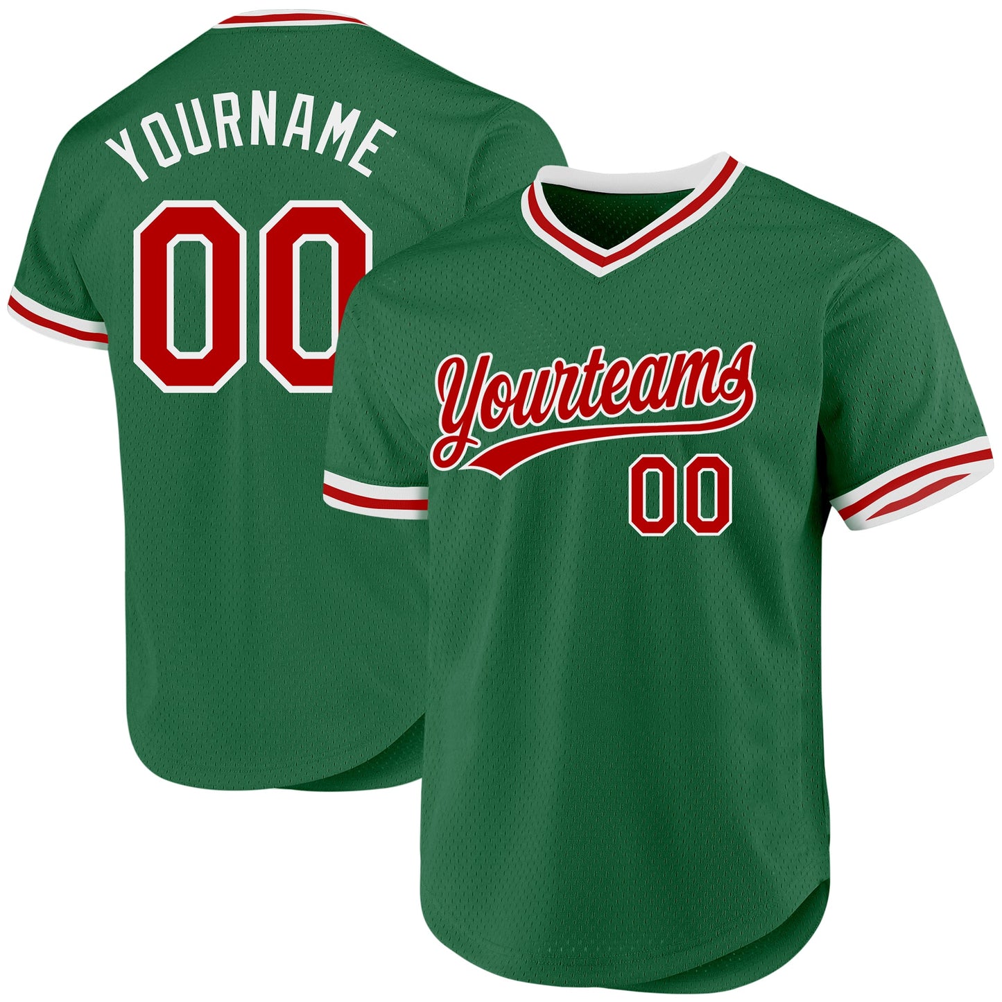 Custom Kelly Green Red-White Authentic Throwback Baseball Jersey - Sky-Custom