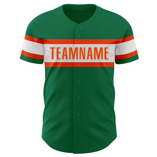 Custom Kelly Green White-Orange Authentic Baseball Jersey - Sky-Custom