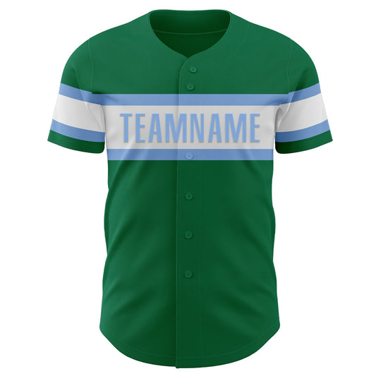 Custom Kelly Green White-Light Blue Authentic Baseball Jersey - Sky-Custom