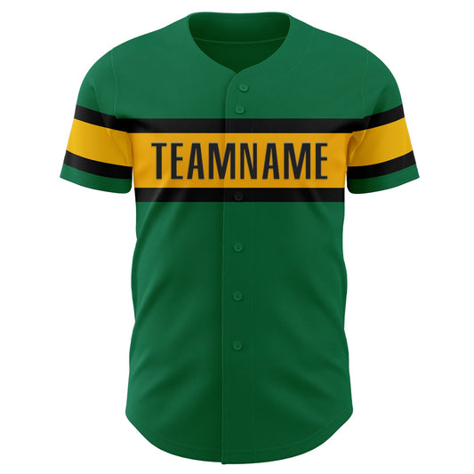 Custom Kelly Green Gold-Black Authentic Baseball Jersey - Sky-Custom