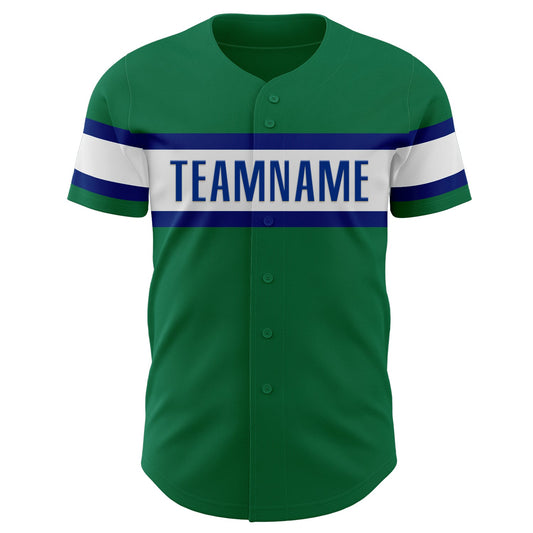 Custom Kelly Green White-Royal Authentic Baseball Jersey - Sky-Custom