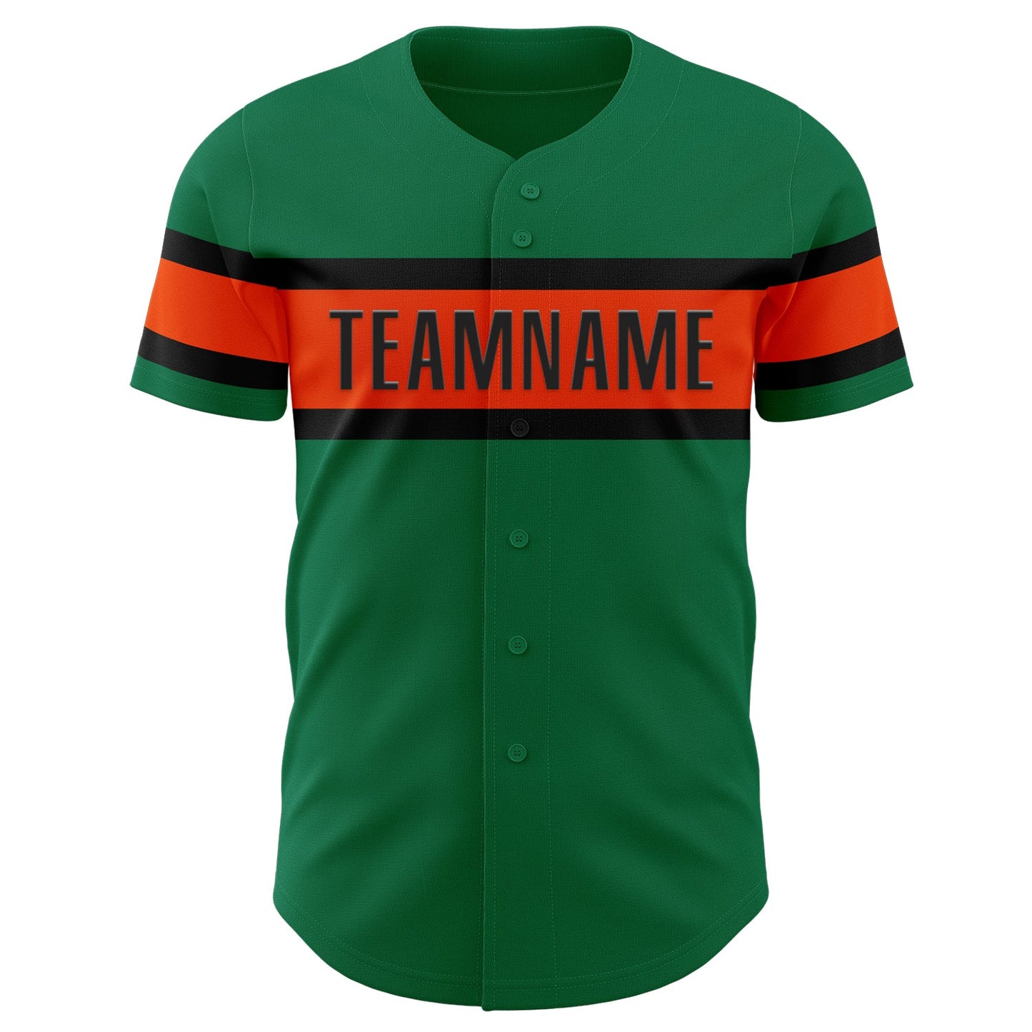 Custom Kelly Green Orange-Black Authentic Baseball Jersey - Sky-Custom