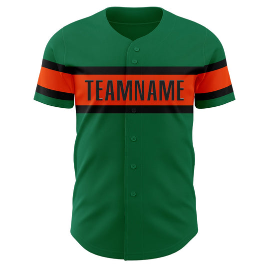 Custom Kelly Green Orange-Black Authentic Baseball Jersey - Sky-Custom