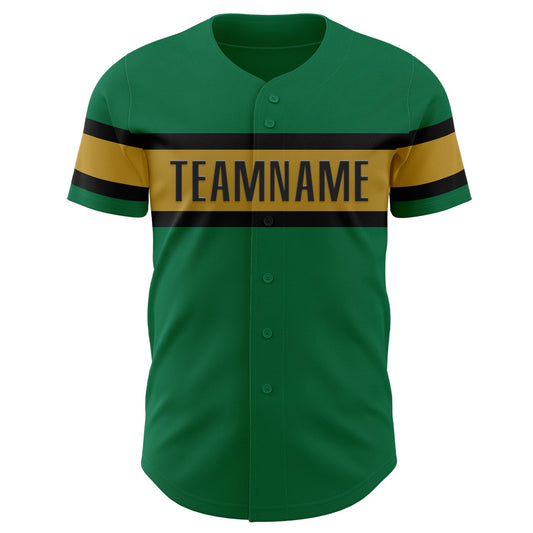 Custom Kelly Green Old Gold-Black Authentic Baseball Jersey - Sky-Custom