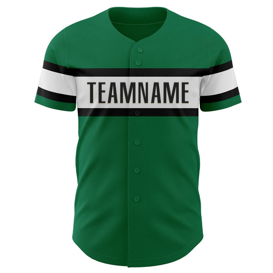 Custom Kelly Green White-Black Authentic Baseball Jersey - Sky-Custom