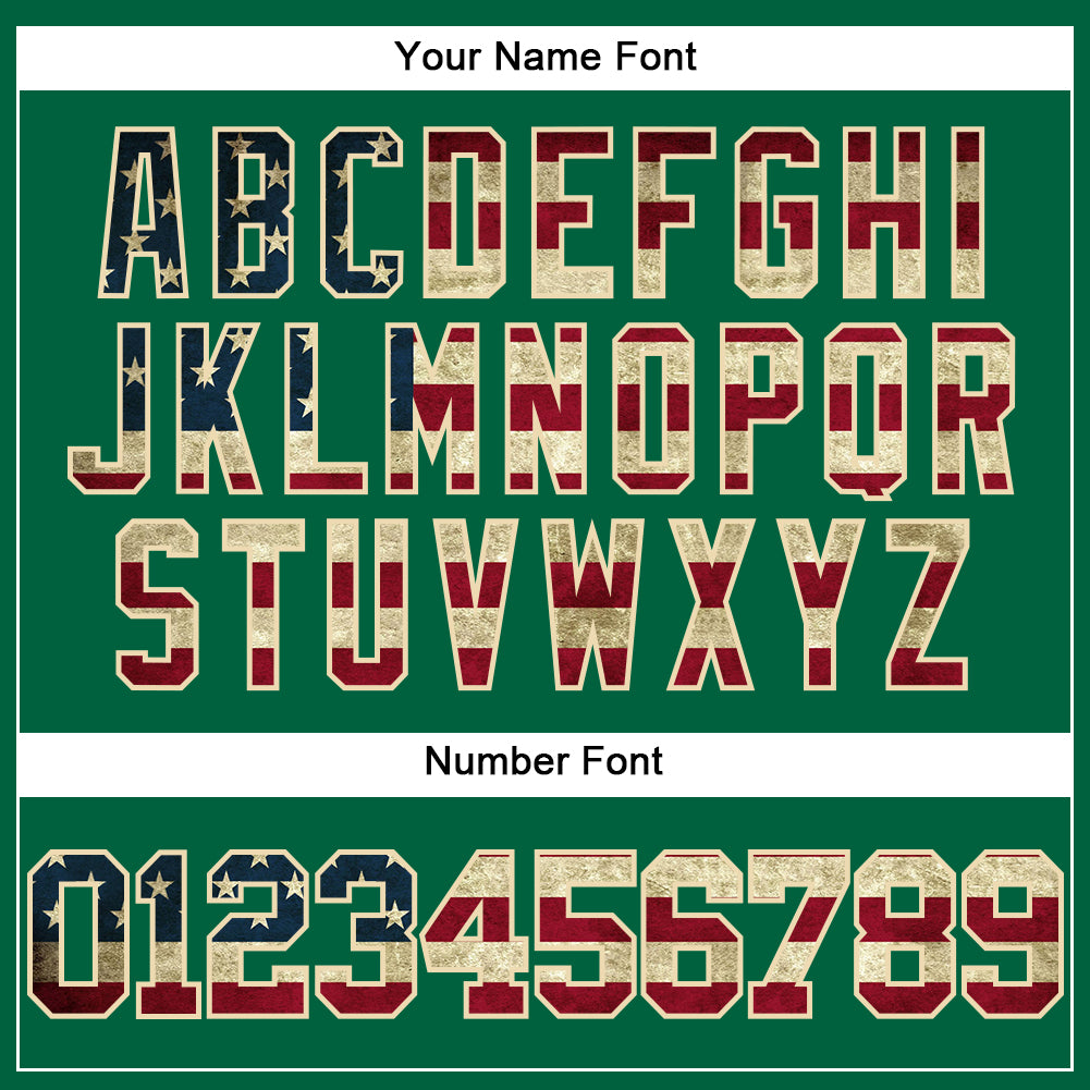 Custom Kelly Green Vintage USA Flag-Cream Mesh Authentic Throwback Baseball Jersey - Sky-Custom