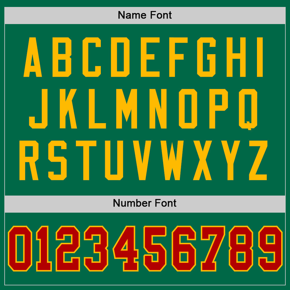 Custom Kelly Green Red-Gold Mesh Authentic Throwback Football Jersey - Sky-Custom