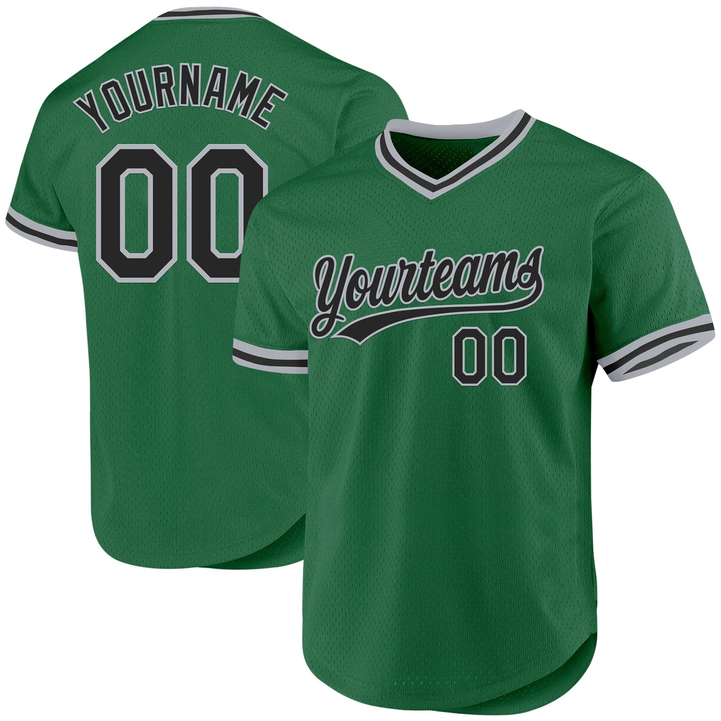 Custom Kelly Green Black-Gray Authentic Throwback Baseball Jersey - Sky-Custom