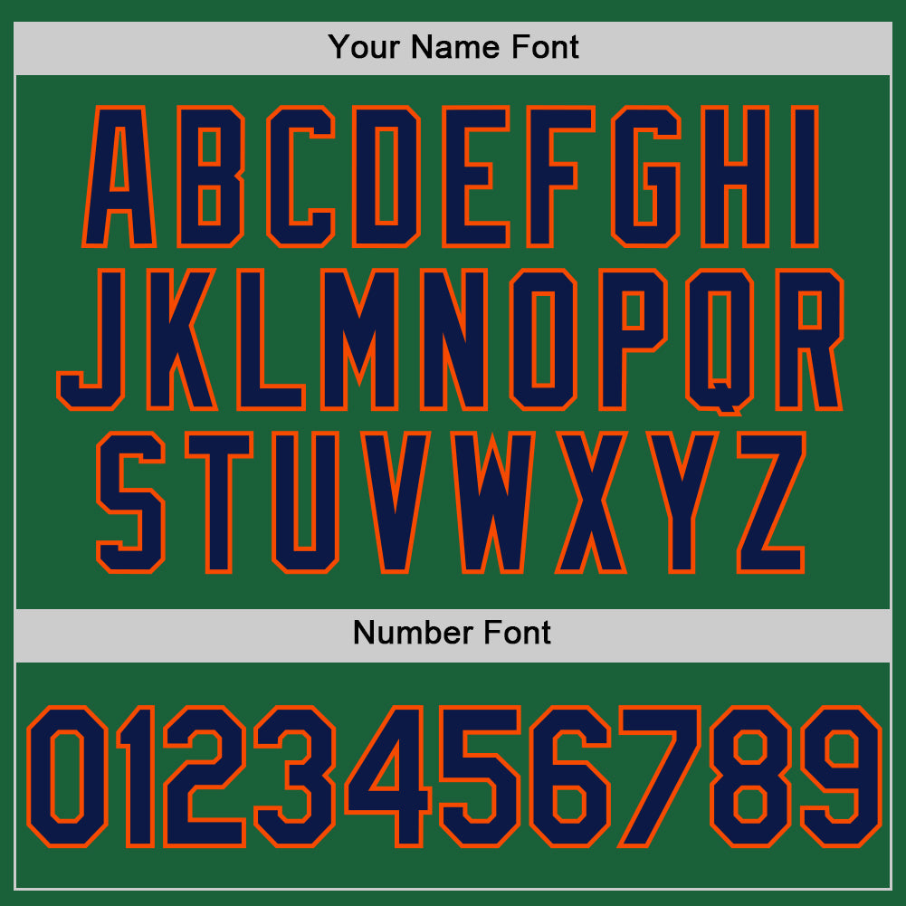 Custom Kelly Green Navy-Orange Authentic Throwback Baseball Jersey - Sky-Custom