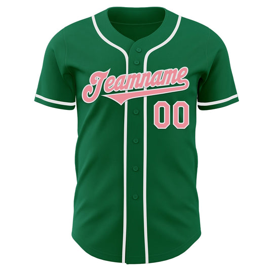 Custom Kelly Green Medium Pink-White Authentic Baseball Jersey - Sky-Custom