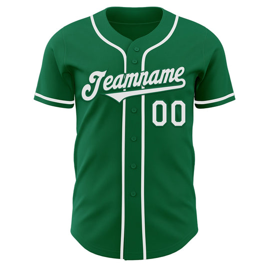 Custom Kelly Green White Authentic Baseball Jersey - Sky-Custom