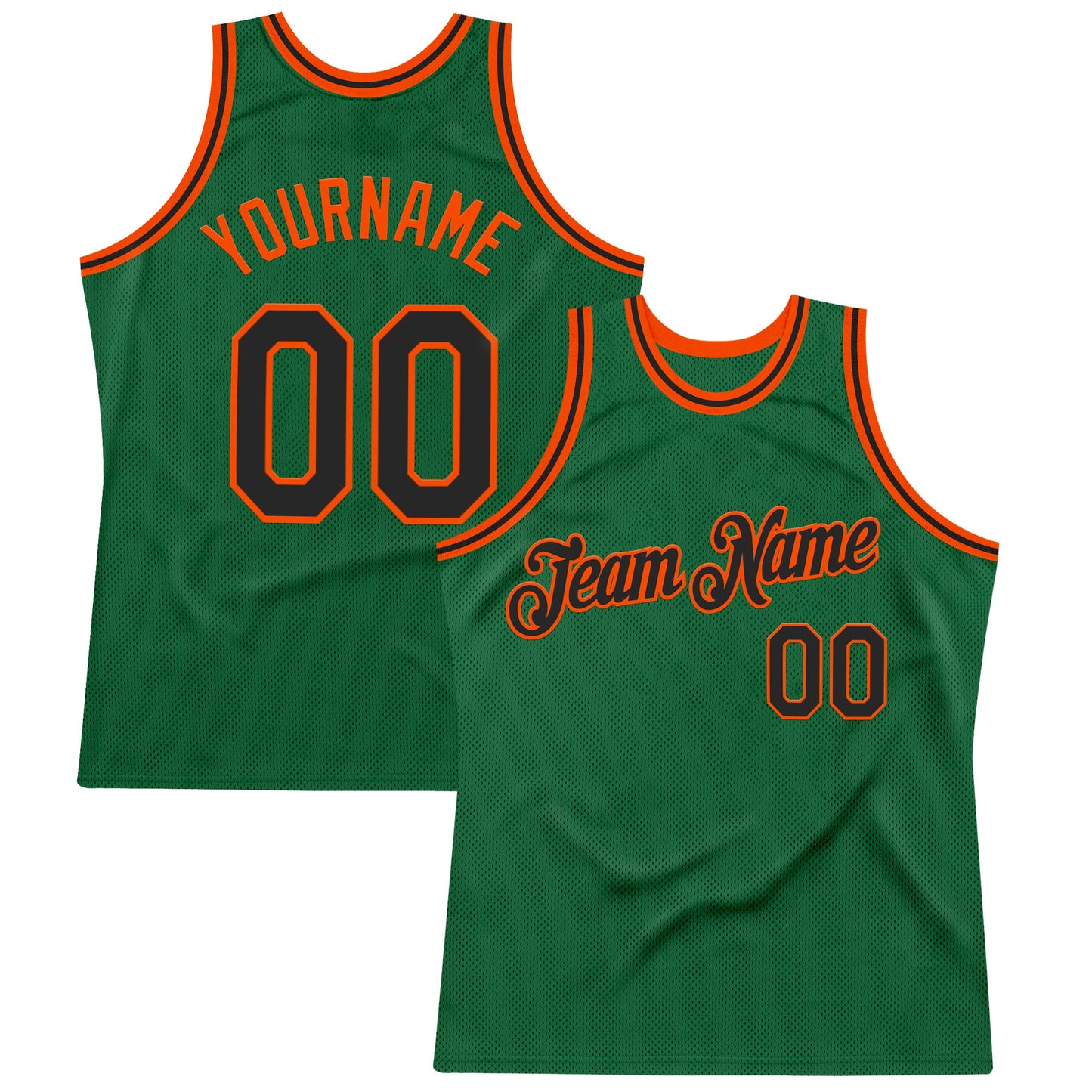 Custom Kelly Green Black-Orange Authentic Throwback Basketball Jersey - Sky-Custom