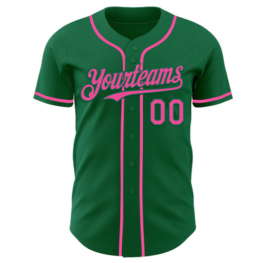 Custom Kelly Green Pink Authentic Baseball Jersey - Sky-Custom