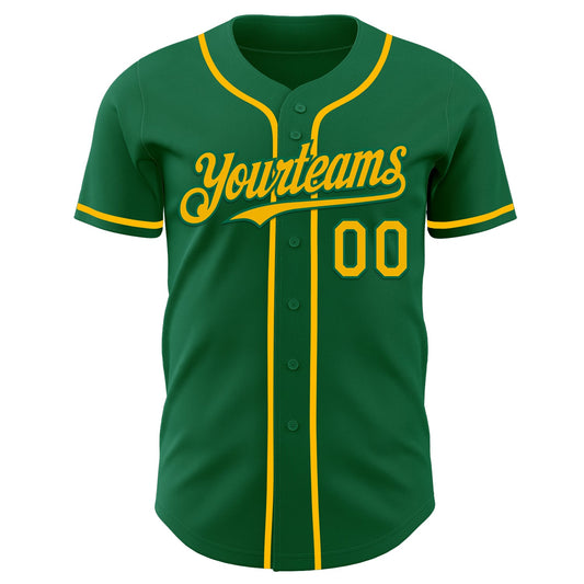 Custom Kelly Green Gold Authentic Baseball Jersey - Sky-Custom
