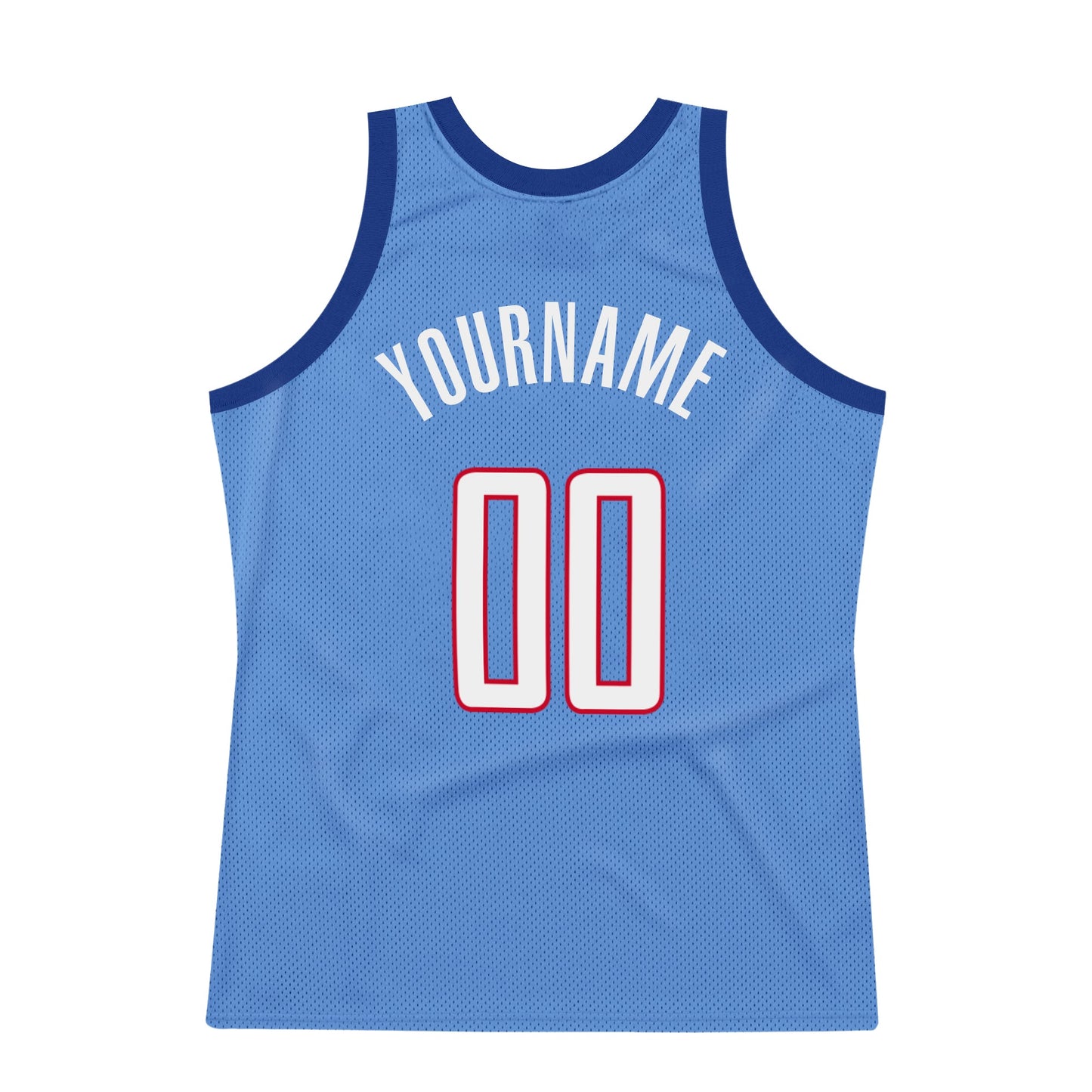 Custom Light Blue White-Red Authentic Throwback Basketball Jersey - Sky-Custom
